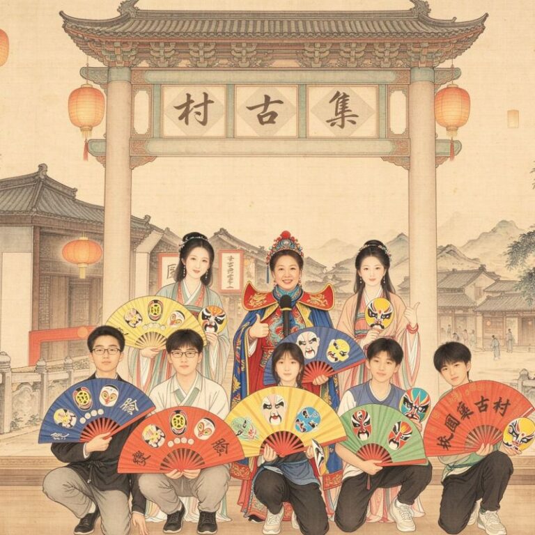 變臉合照工筆古風插花風格
